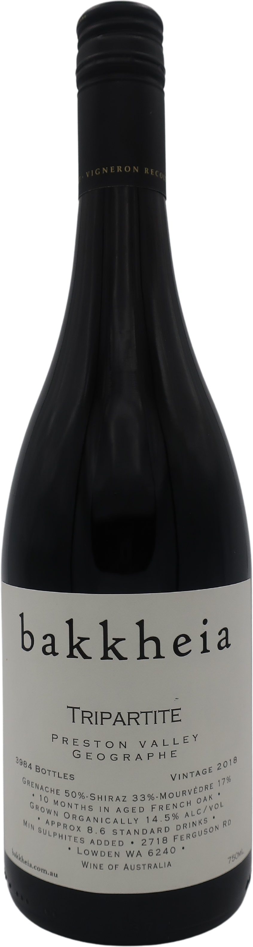 bakkheia Tripartite Preston Valley Grenache Shiraz Mourvèdre 2018